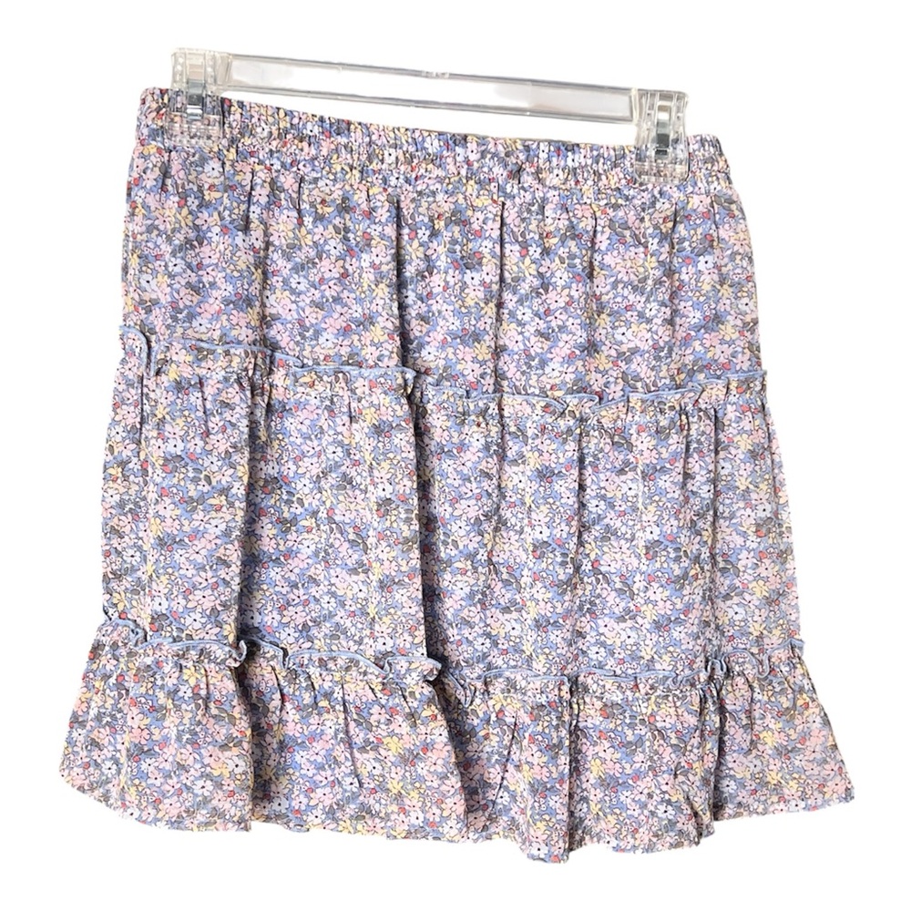 Sienna Sky Lavender Floral Ditsy Print Tiered Ruffled Mini Skirt SZ M